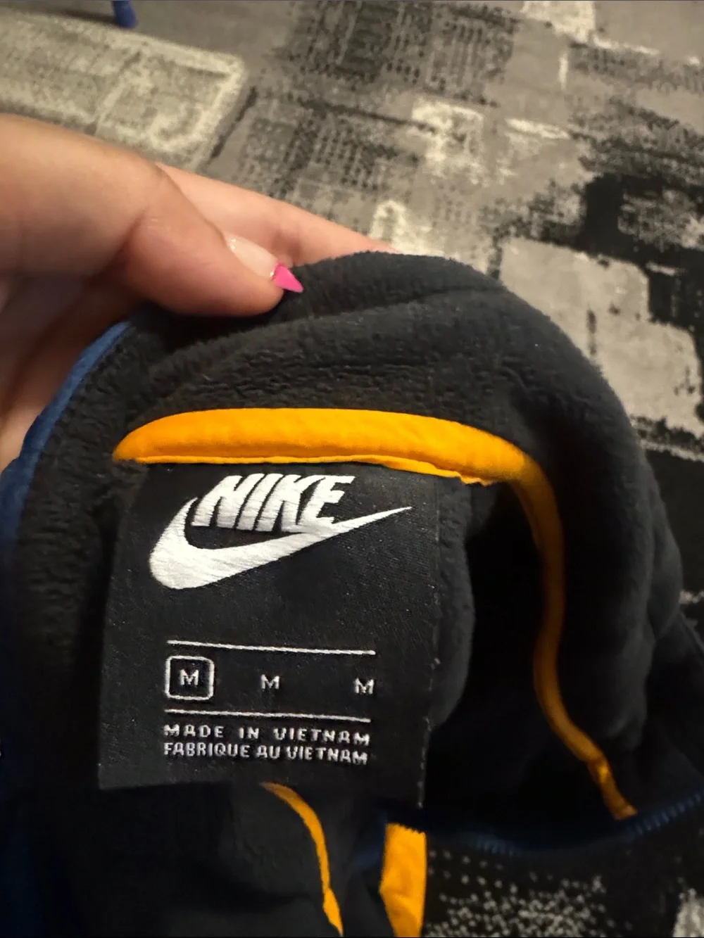 Nike Black and Blue Quarter-Zip Pullover with Orange Trim